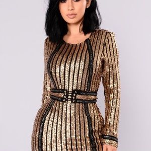 Hot Miami styles black and gold sequin dress